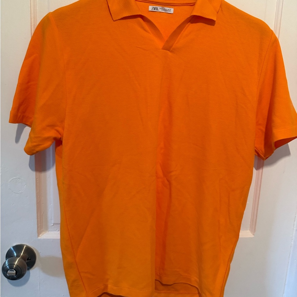Zara Men's Vibrant Orange Polo